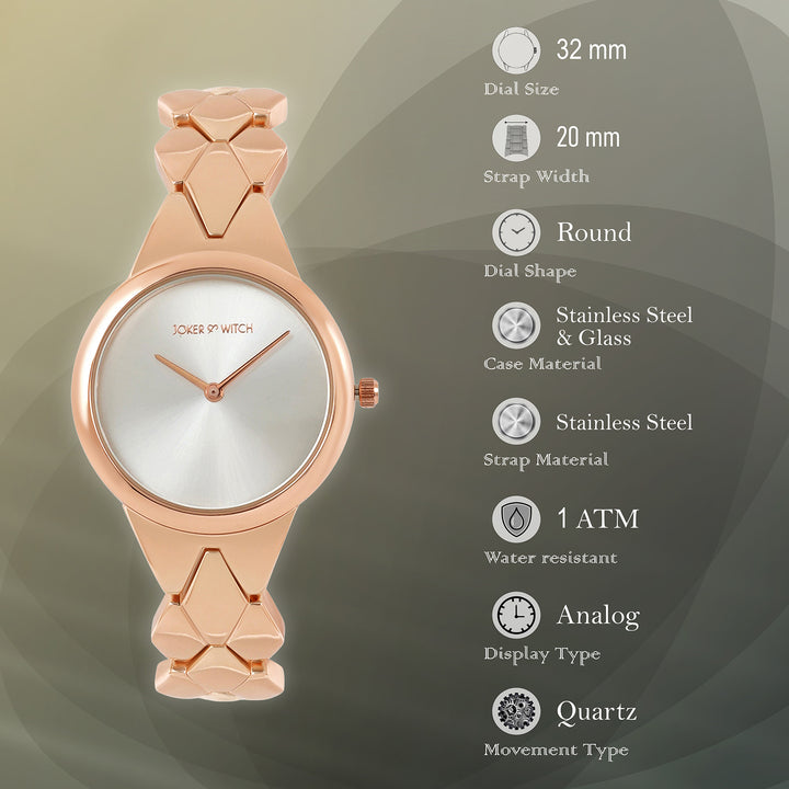 Athens Silver Medium Dial Rose Gold Bracelet Strap Women's Watch