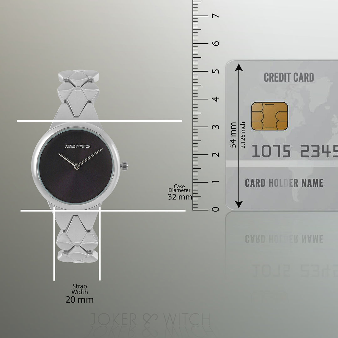 Athens Black Medium Dial Silver Bracelet Strap Women's Watch