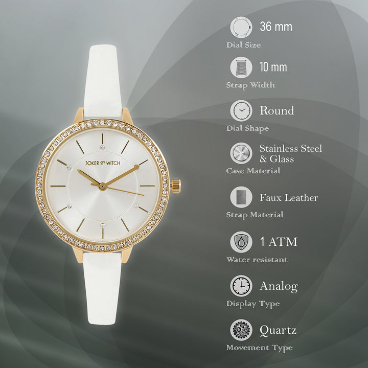 Sunrise Silver Medium Rhinestone Dial PU Strap Women's Watch