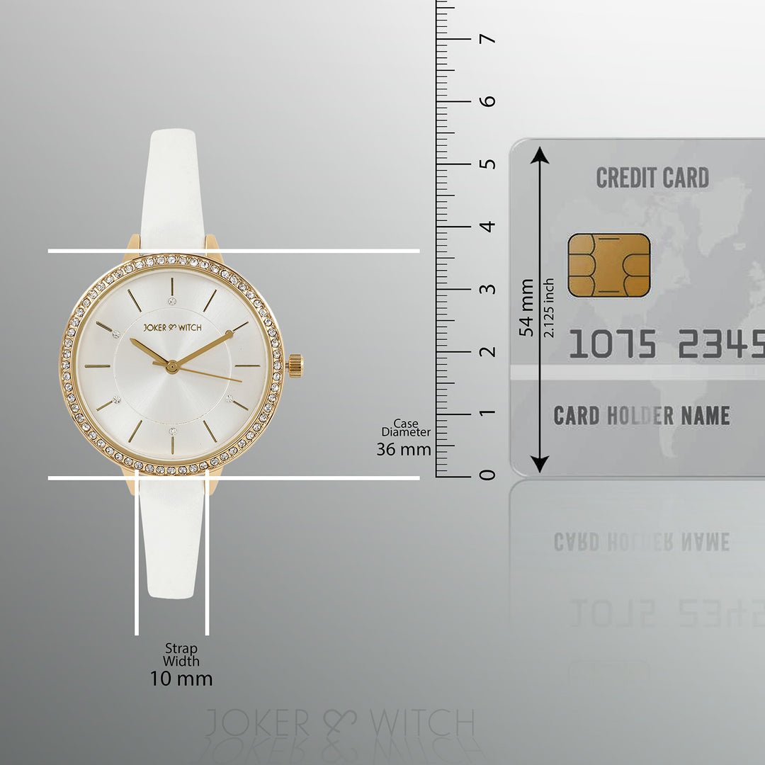 Sunrise Silver Medium Rhinestone Dial PU Strap Women's Watch