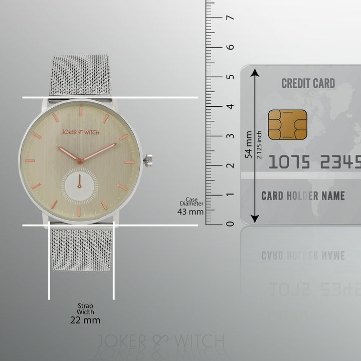 Vancouver Beige Large Dial Silver Mesh Strap Men's Watch