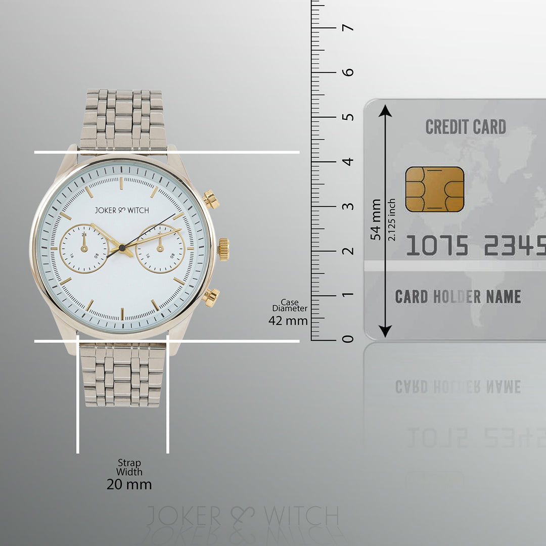 Cruz White Large Dial Silver Linked Chain Strap Men's Watch