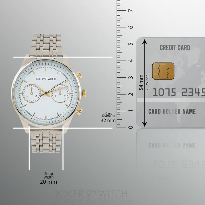 Cruz White Large Dial Silver Linked Chain Strap Men's Watch