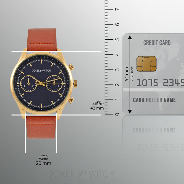 Cruz Blue Large Dial Tan PU Strap Men's Watch