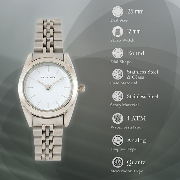 London White Mini Dial Silver Linked Chain Strap Women's Watch