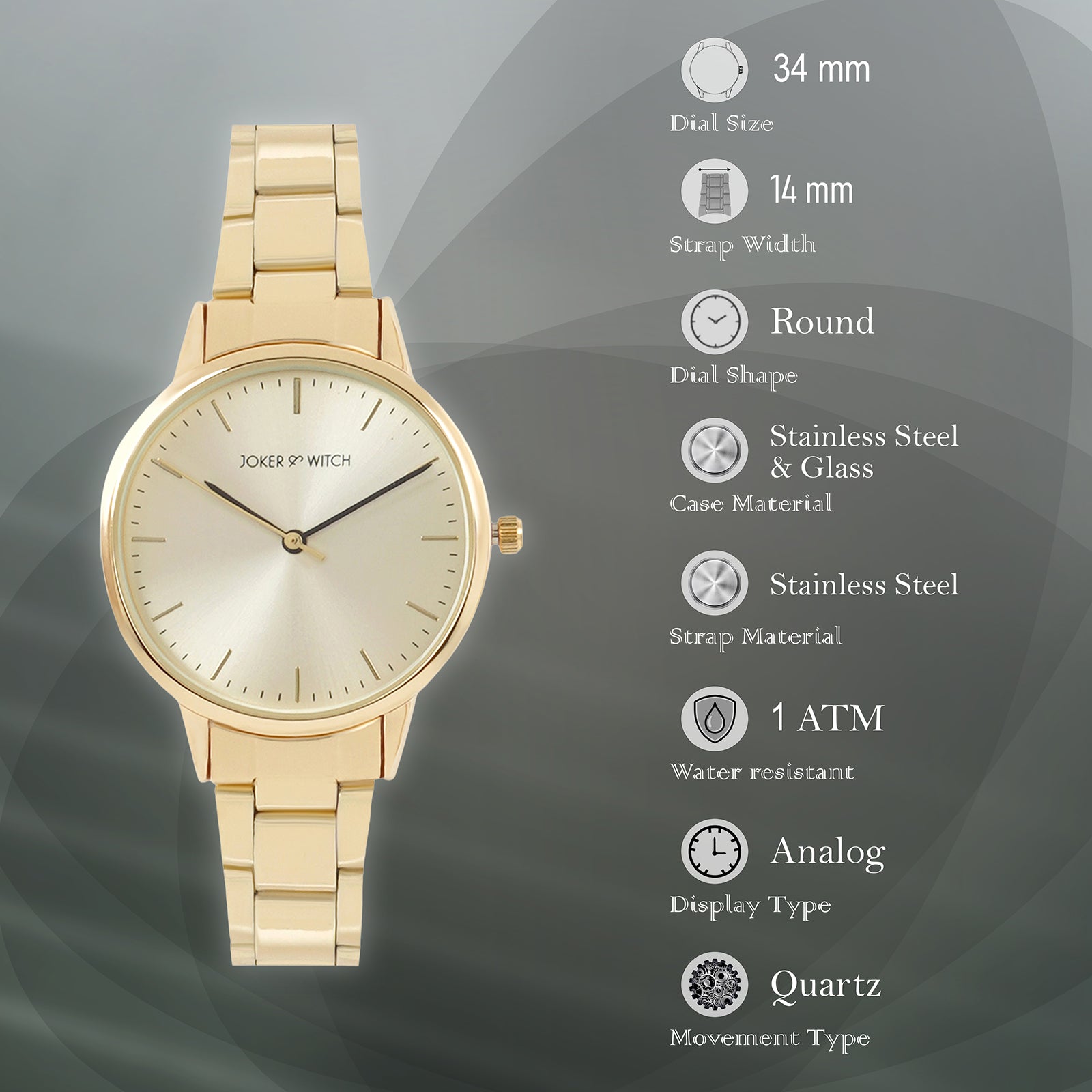 Shop online Tokyo All Gold Metallic Strap Watch by Joker and Witch
