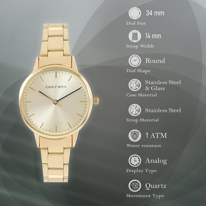 Tokyo Gold Medium Dial Linked Chain Strap Women's Watch