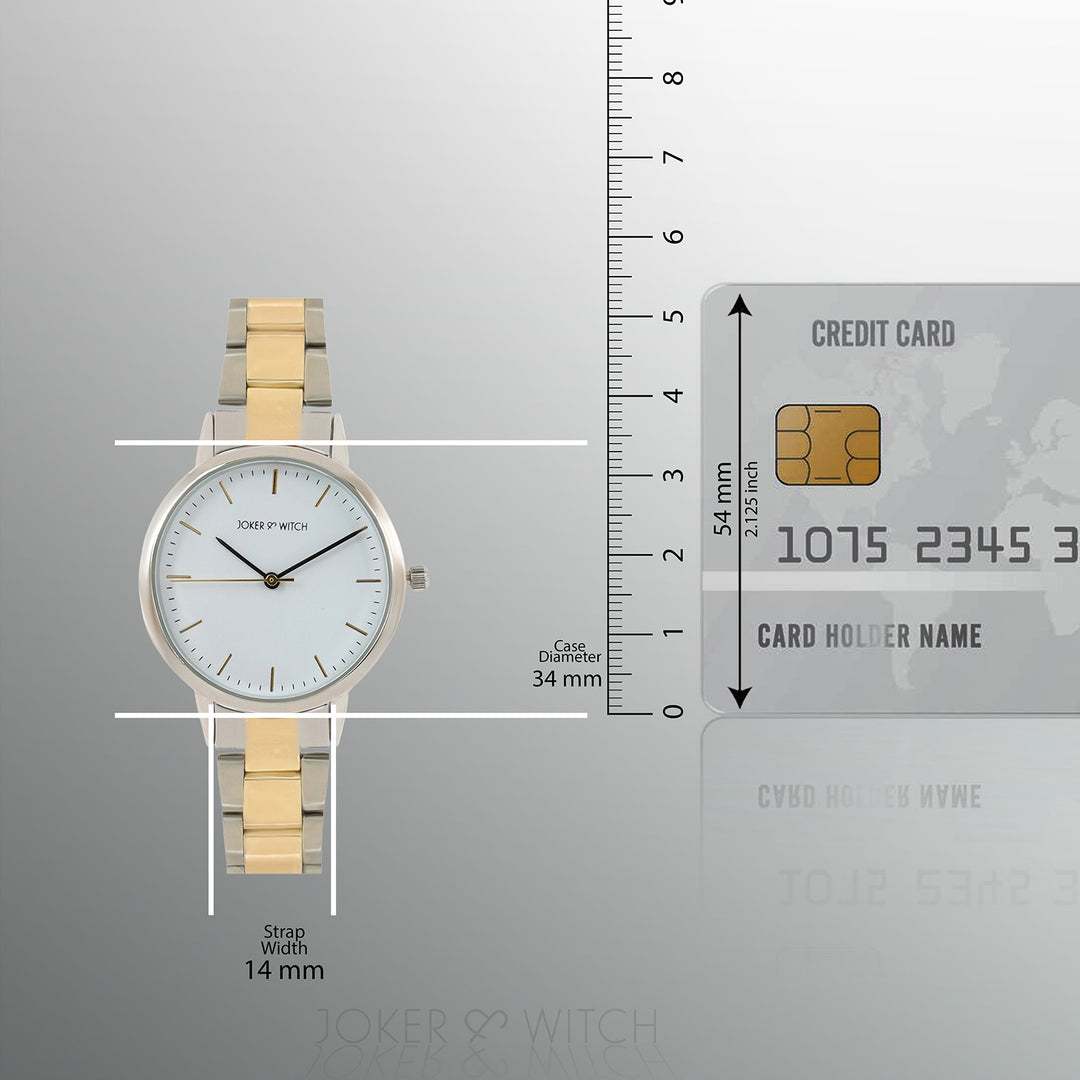 Tokyo White Medium Dial Dual Tone Linked Chain Strap Women's Watch