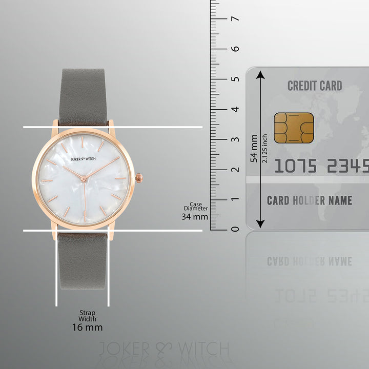 Boston White MOP Medium Dial Grey PU Strap Women's Watch