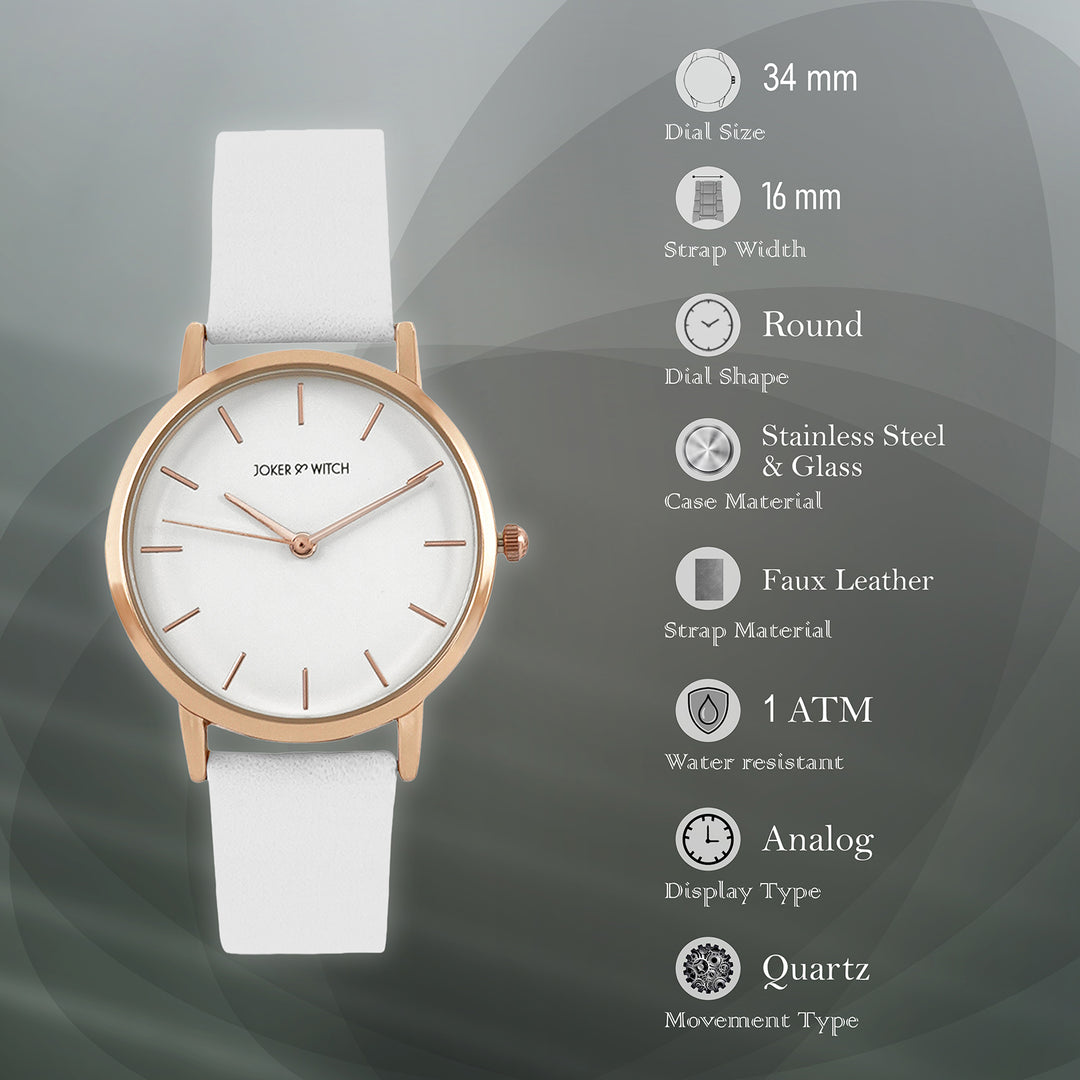 Boston White Medium Dial PU Strap Women's Watch