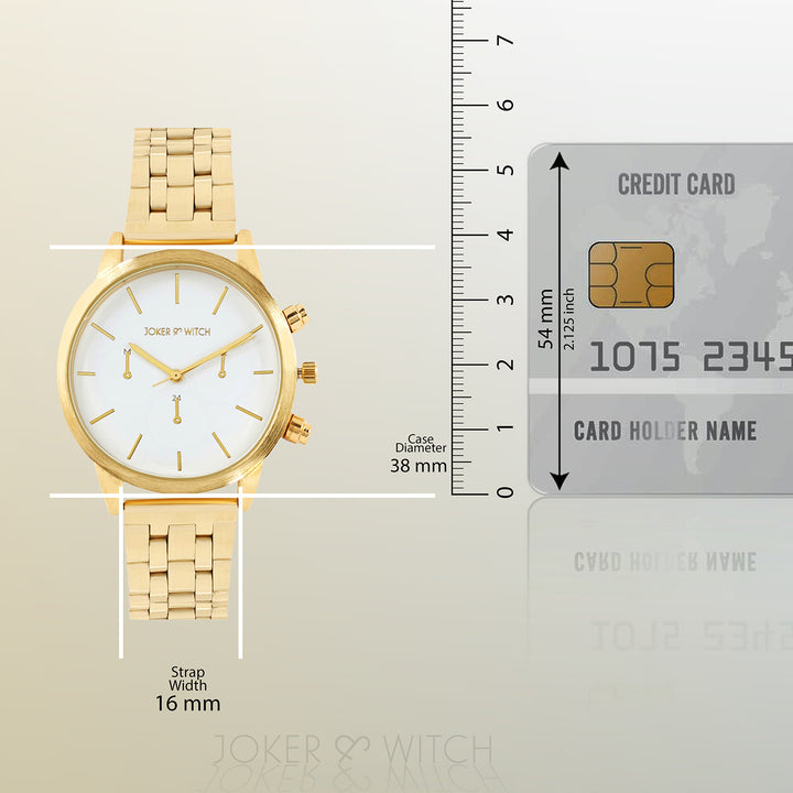 Prague White Large Dial Gold Linked Chain Strap Women's Watch