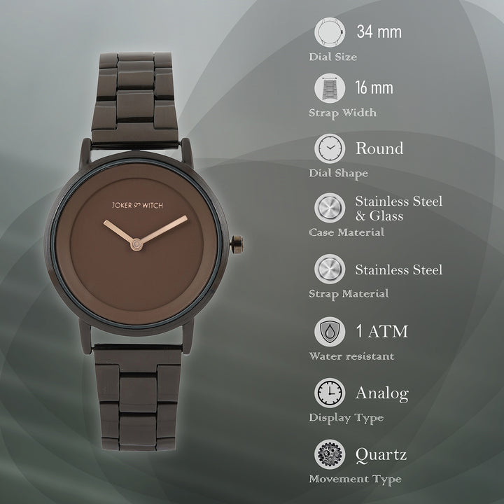 Amsterdam Taupe Medium Dial Gunmetal Linked Chain Strap Women's Watch