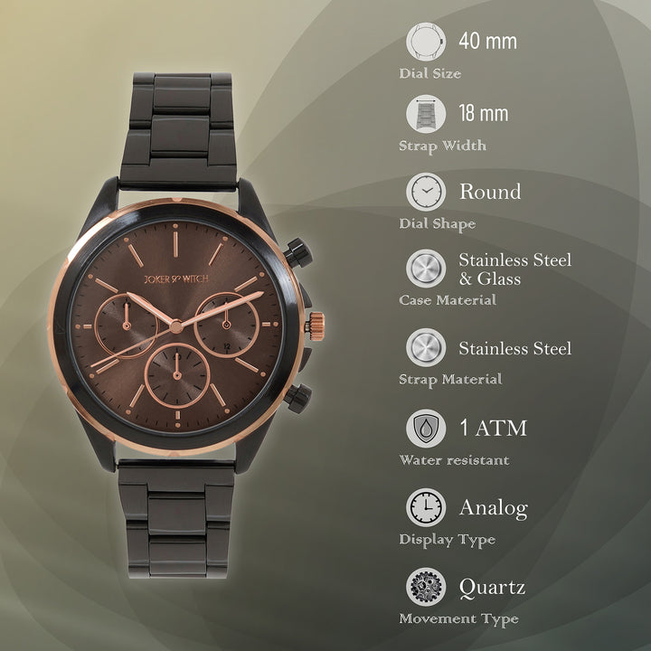 Dubai Taupe Large Dial Gunmetal Linked Chain Strap Men's Watch