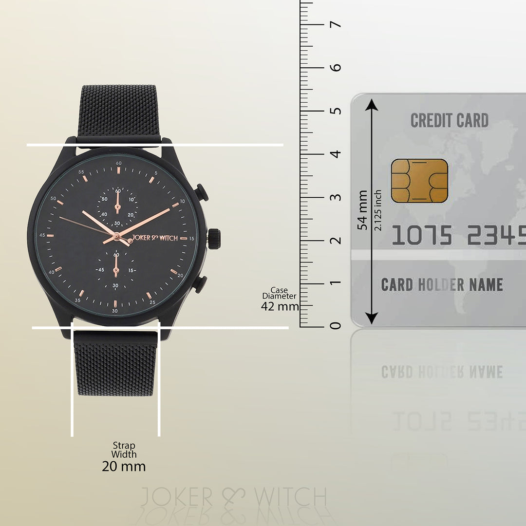 Beetle Black Large Dial Mesh Strap Men's Watch