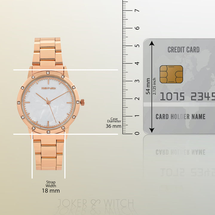 Eros White Medium Rhinestone Dial Rose Gold Linked Chain Strap Women's Watch