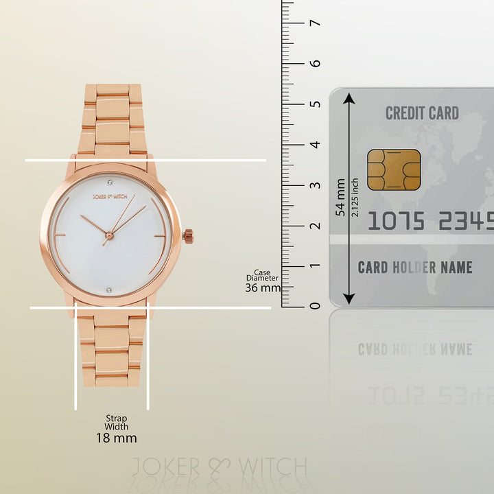 Luna White Medium Dial Rose Gold Linked Chain Strap Women's Watch