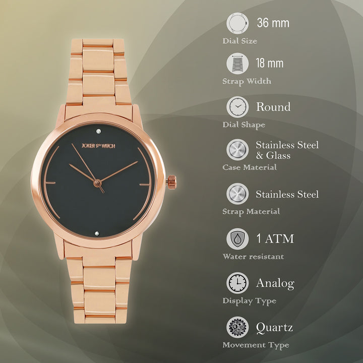 Luna Grey Medium Dial Rose Gold Linked Chain Strap Women's Watch