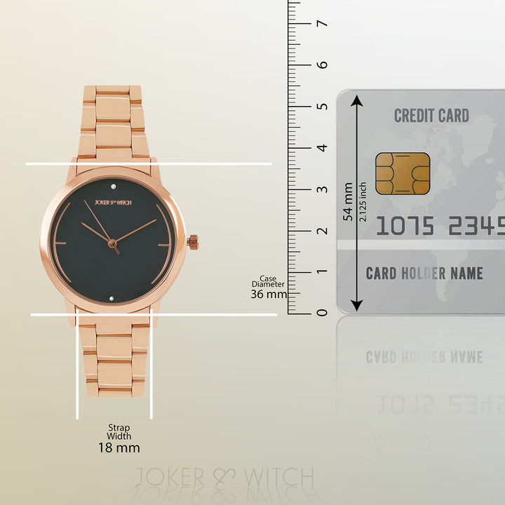 Luna Grey Medium Dial Rose Gold Linked Chain Strap Women's Watch