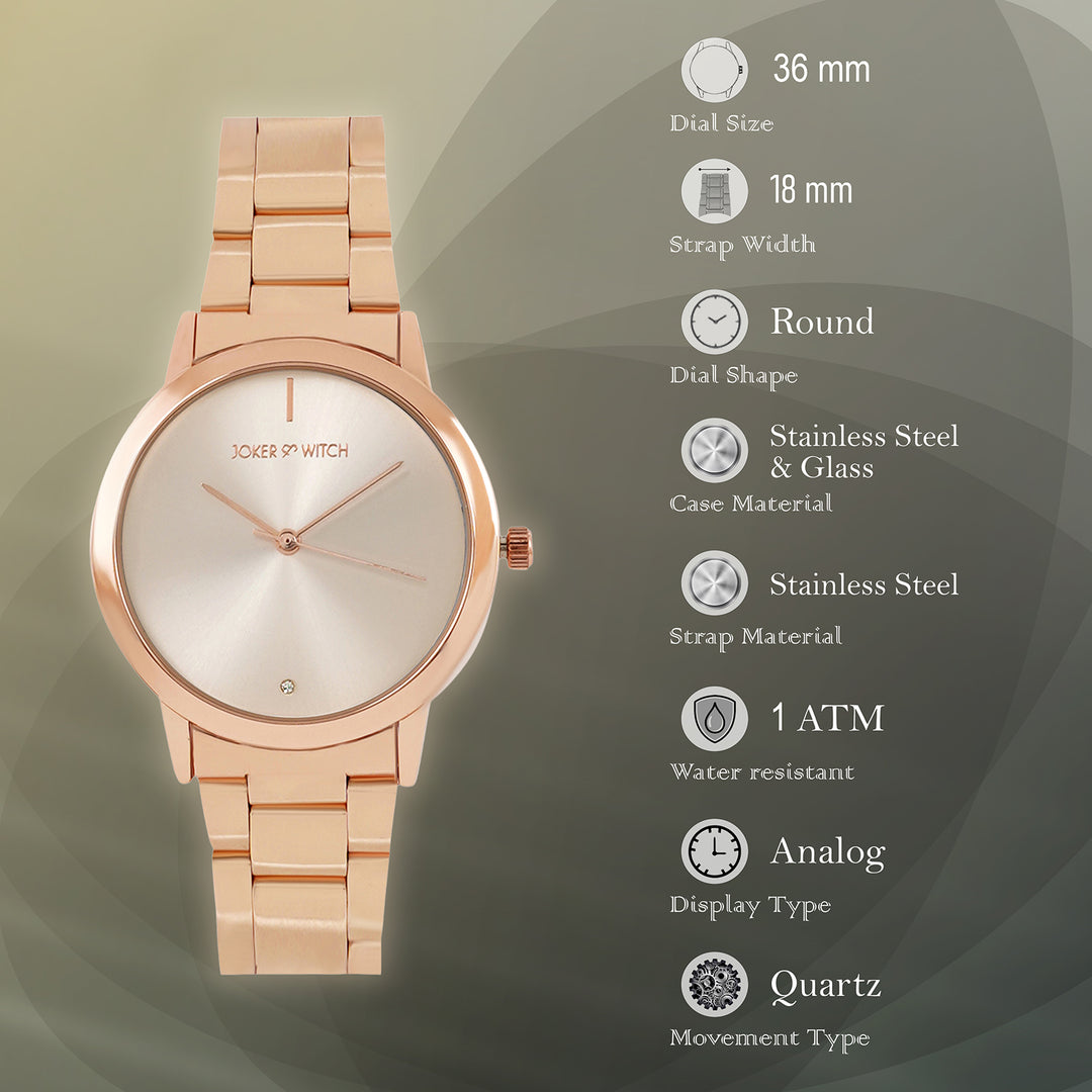 Midnight Rose Gold Medium Dial Linked Chain Strap Women's Watch