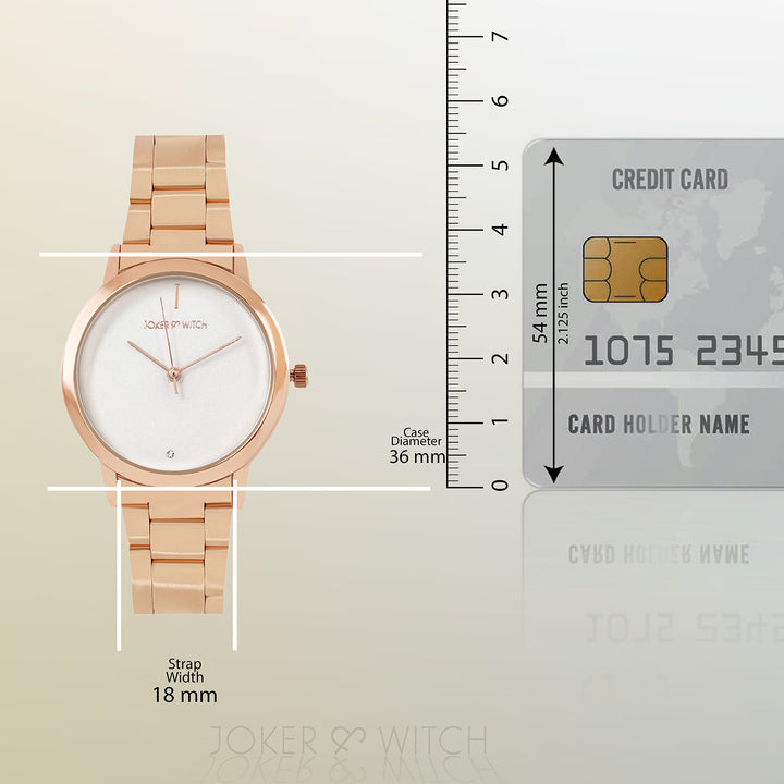 Midnight White Medium Dial Rose Gold Linked Chain Strap Women's Watch