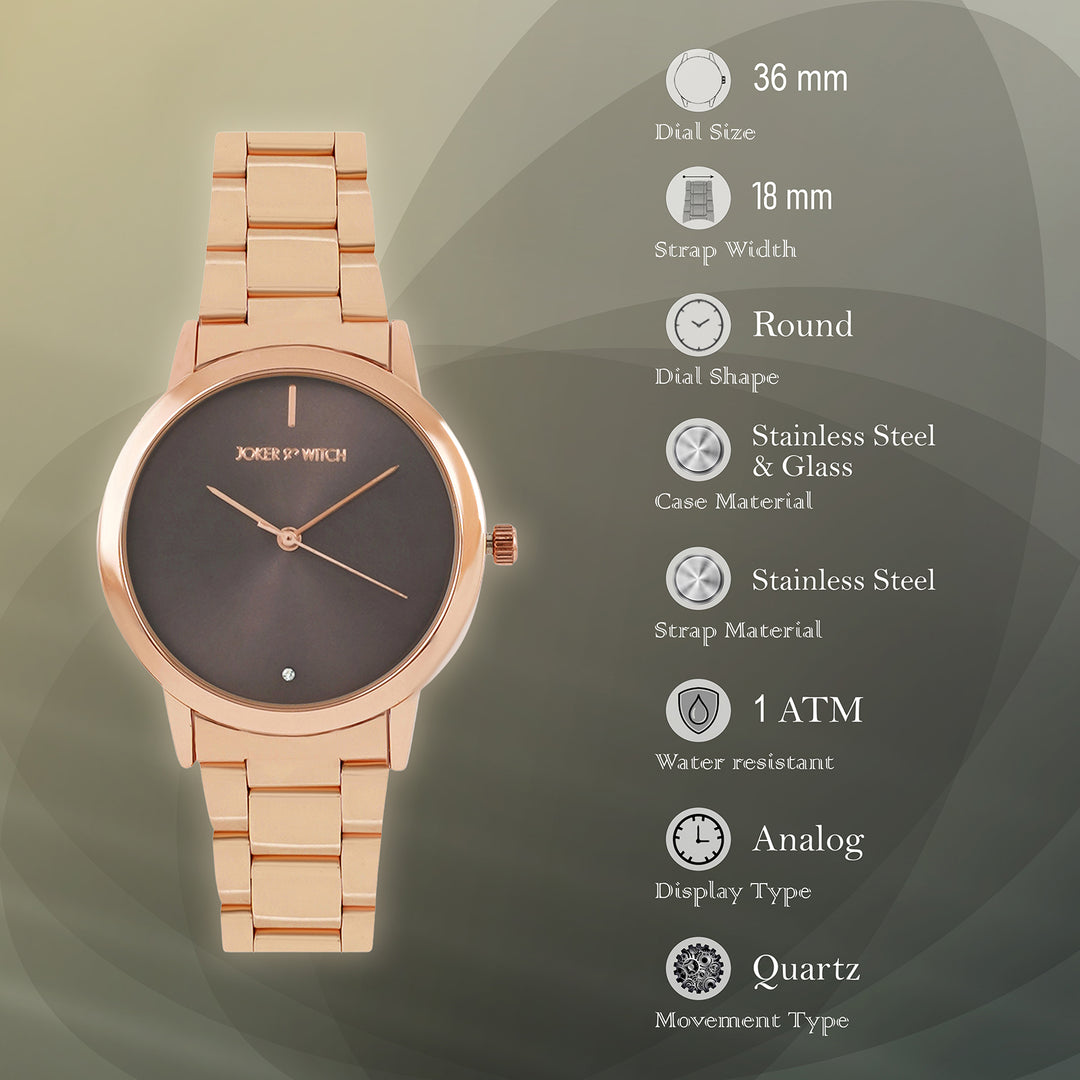 Midnight Taupe Medium Dial Rose Gold Linked Chain Strap Women's Watch