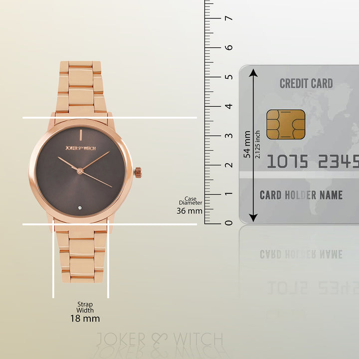 Midnight Taupe Medium Dial Rose Gold Linked Chain Strap Women's Watch