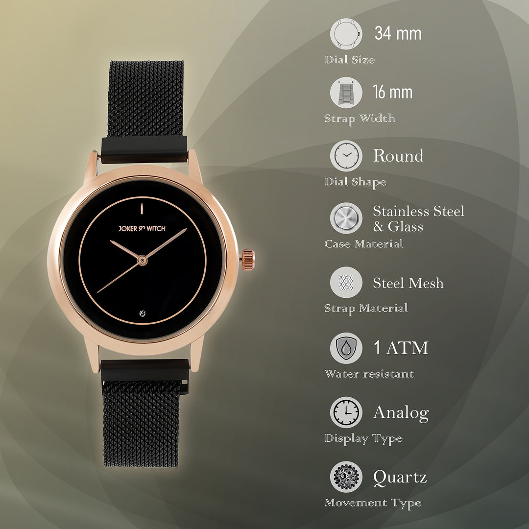 Eclipse Black Medium Dial Magnetic Strap Women's Watch