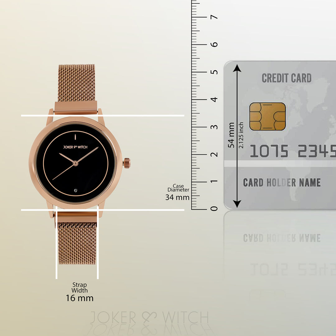 Eclipse Black Medium Dial Rose Gold Magnetic Strap Women's Watch