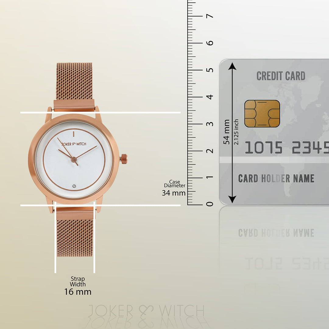 Eclipse White Medium Dial Rose Gold Magnetic Strap Women's Watch