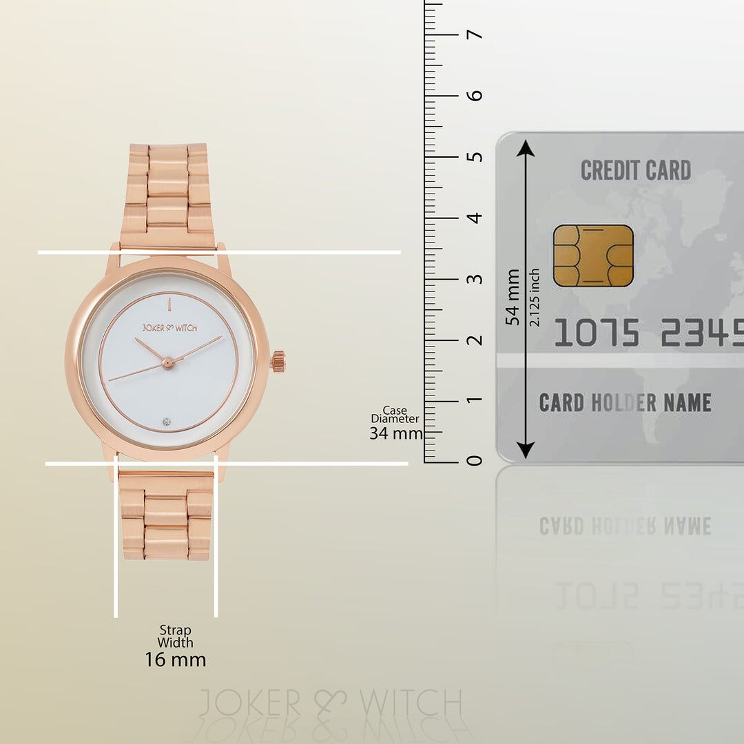 Eclipse White Medium Dial Rose Gold Linked Chain Strap Women's Watch