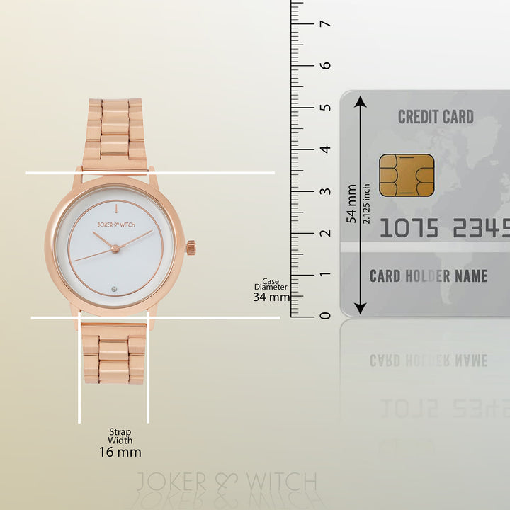 Eclipse White Medium Dial Rose Gold Linked Chain Strap Women's Watch