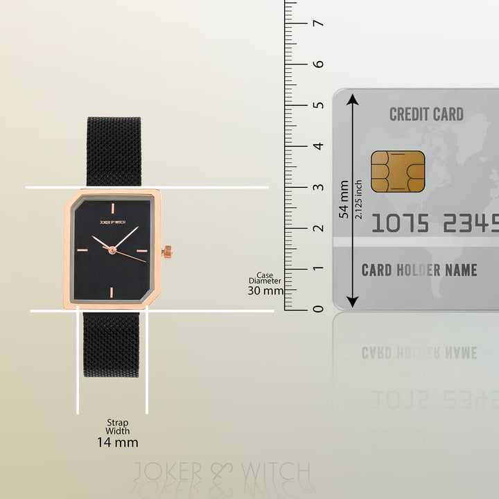 Edge Black Small Hexagon Dial Mesh Strap Women's Watch