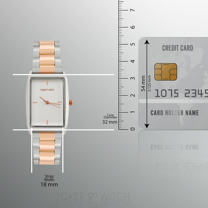 Patio White Medium Rectangle Dial Dual Tone Linked Chain Strap Women's Watch