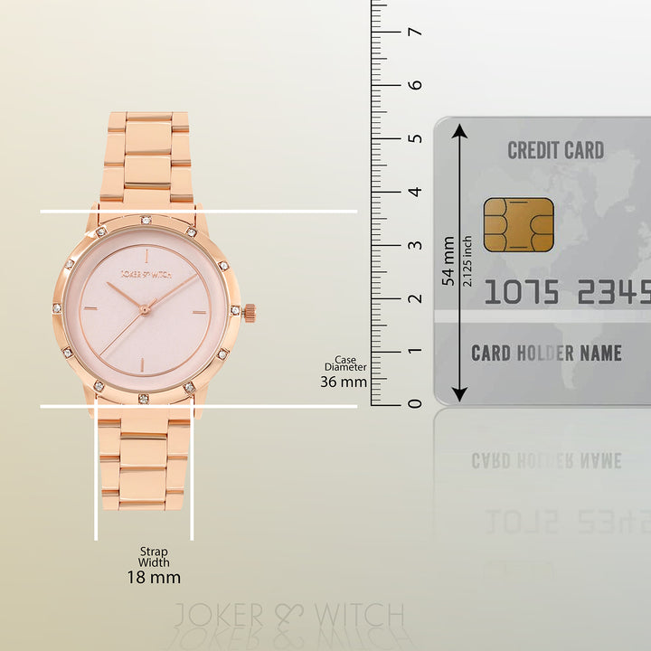 Sunset Pink Medium Rhinestone Dial Rose Gold Linked Chain Strap Women's Watch