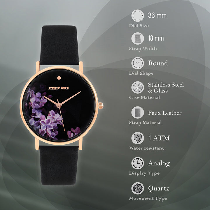 Printed Aster Black Medium Dial PU Strap Women's Watch