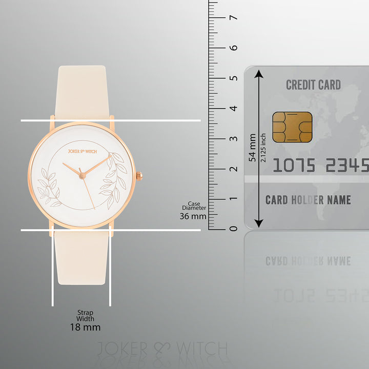 Printed Heather White Medium Dial Brown PU Strap Women's Watch