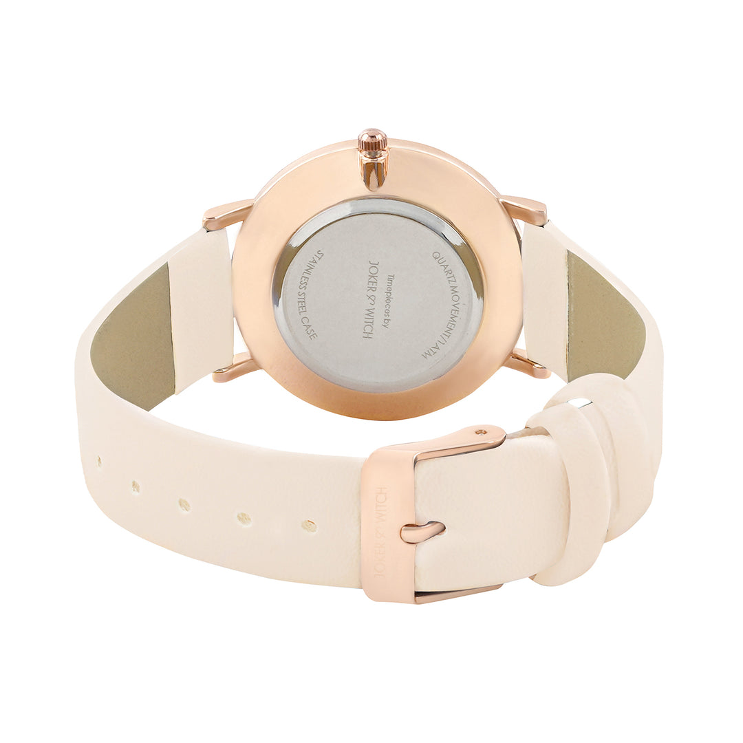 Printed Heather White Medium Dial Brown PU Strap Women's Watch