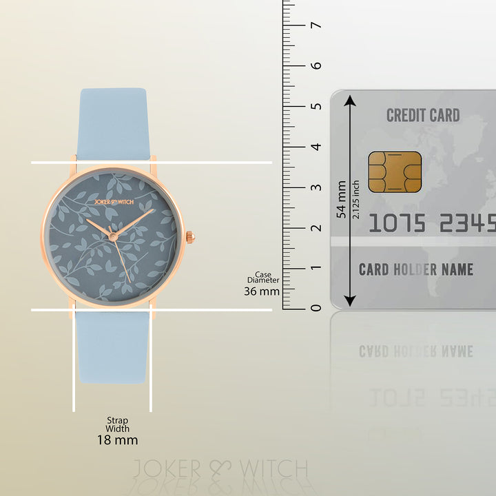 Printed Fern Blue Medium Dial PU Strap Women's Watch