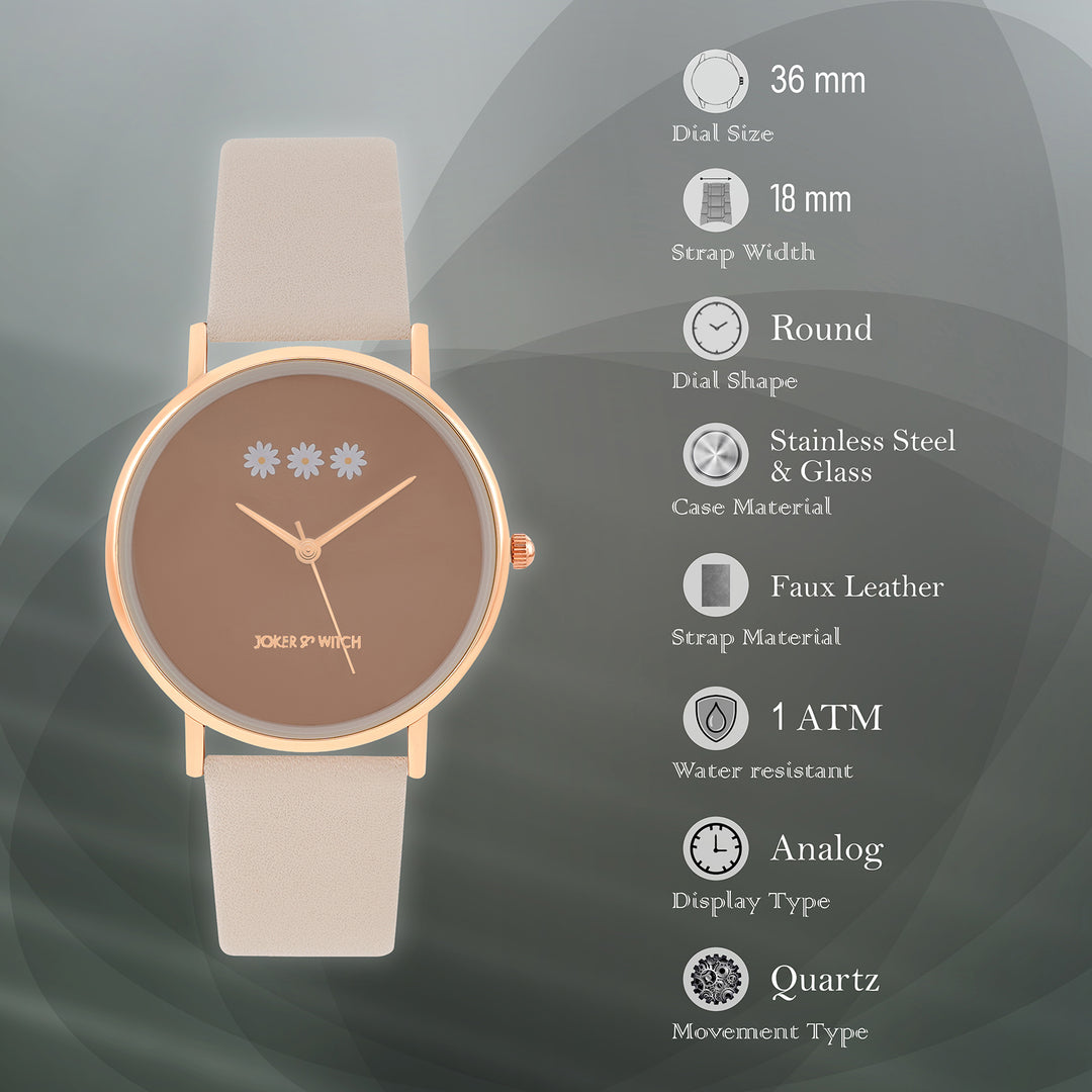 Printed Musky Brown Medium Dial PU Strap Women's Watch