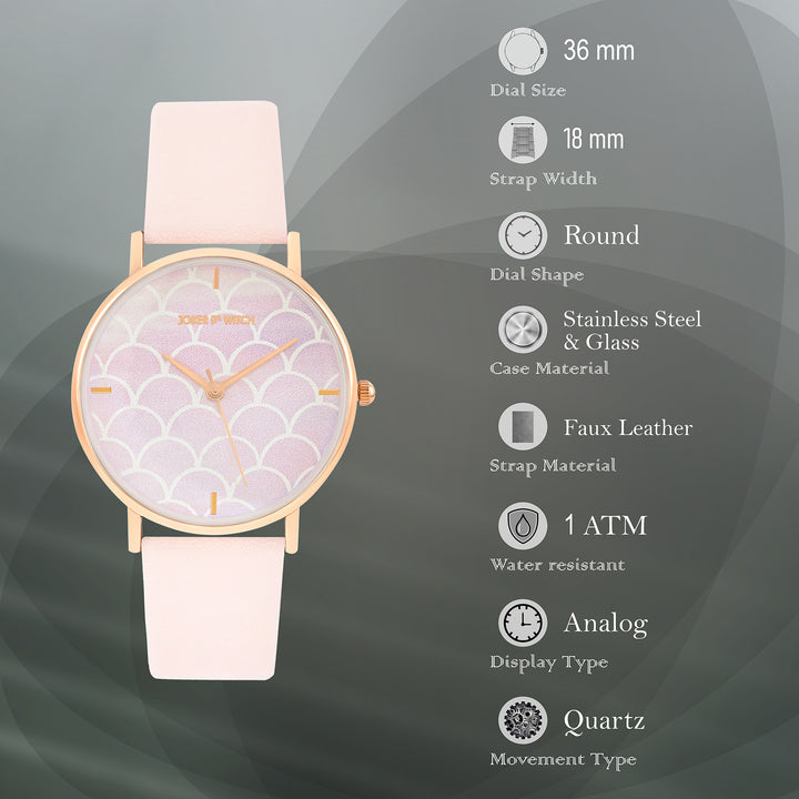 Printed Dreamy Pink Medium Dial PU Strap Women's Watch