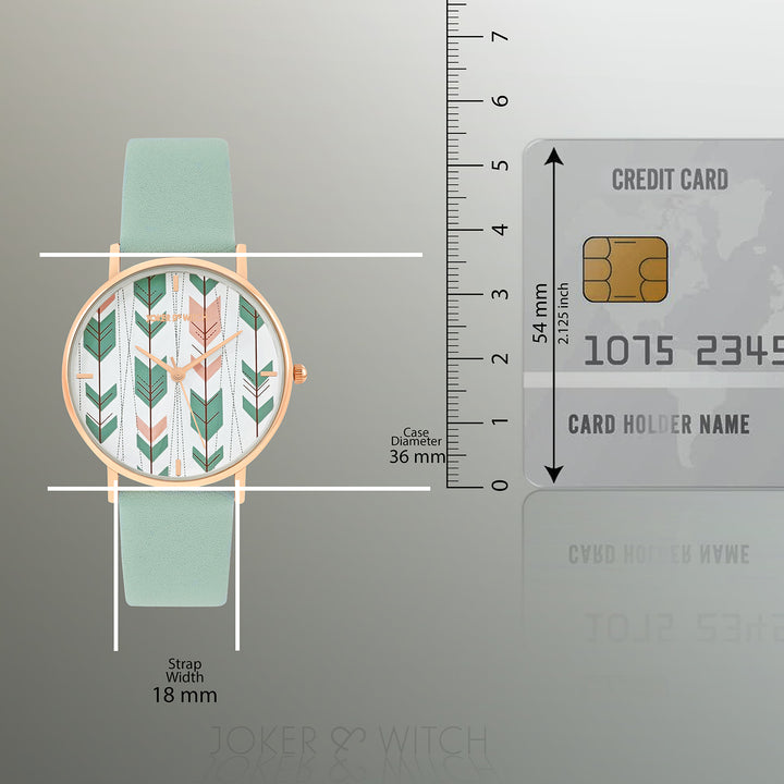 Printed Enchantress Medium Dial Green PU Strap Women's Watch