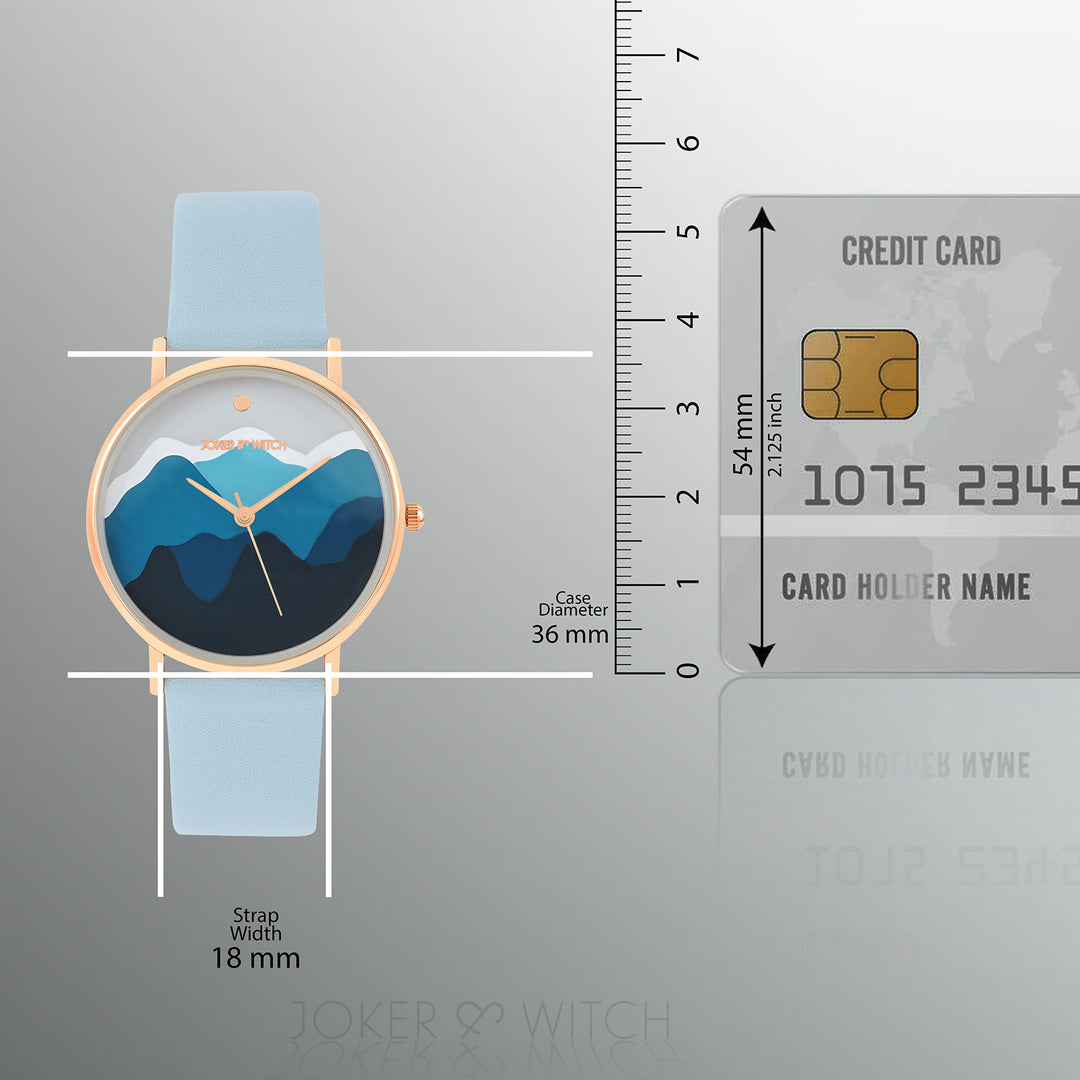 Printed Blue Valley Medium Dial PU Strap Women's Watch