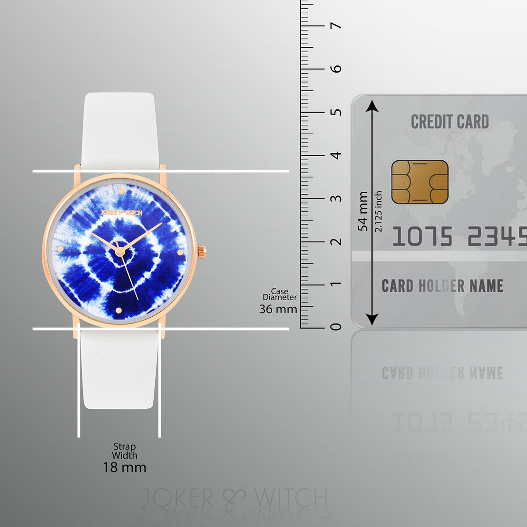 Printed Indigo Tie-Dye Blue Medium Dial White PU Strap Women's Watch