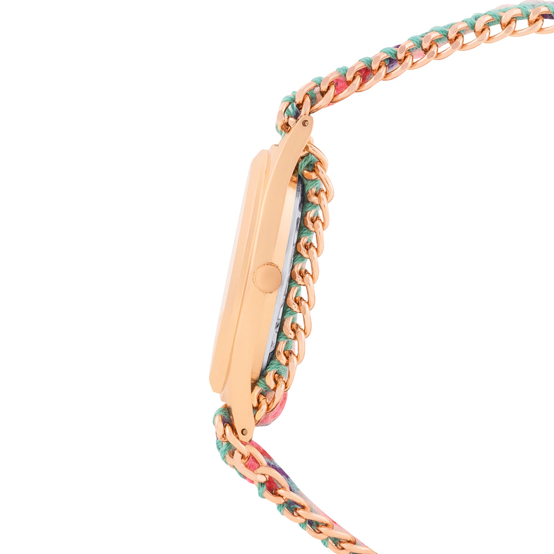 Boho Rose Gold Medium Dial Multicolor Macrame Strap Women's Watch
