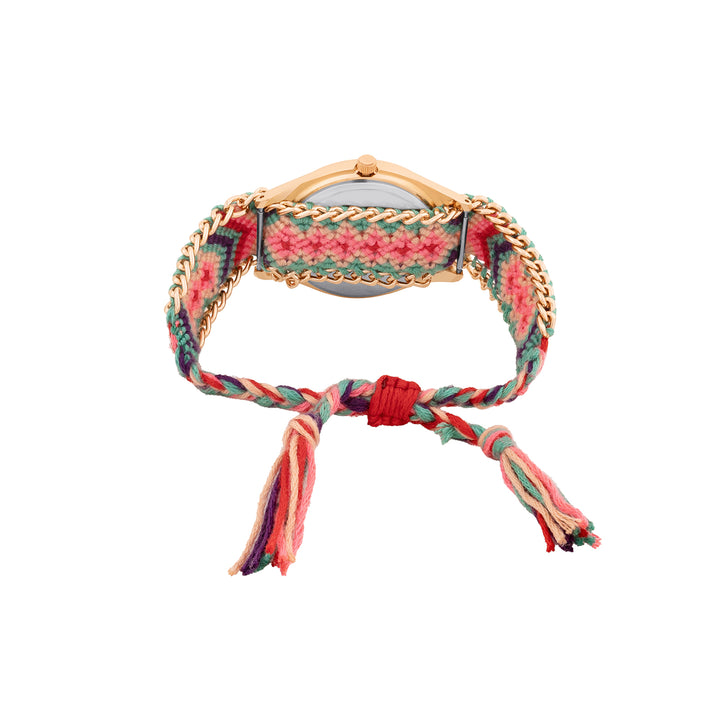 Boho Rose Gold Medium Dial Multicolor Macrame Strap Women's Watch