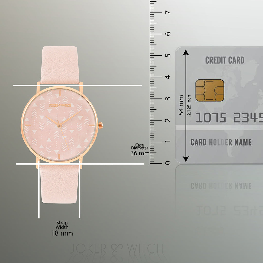 Printed Gingerbread Pink Medium Dial PU Strap Women's Watch