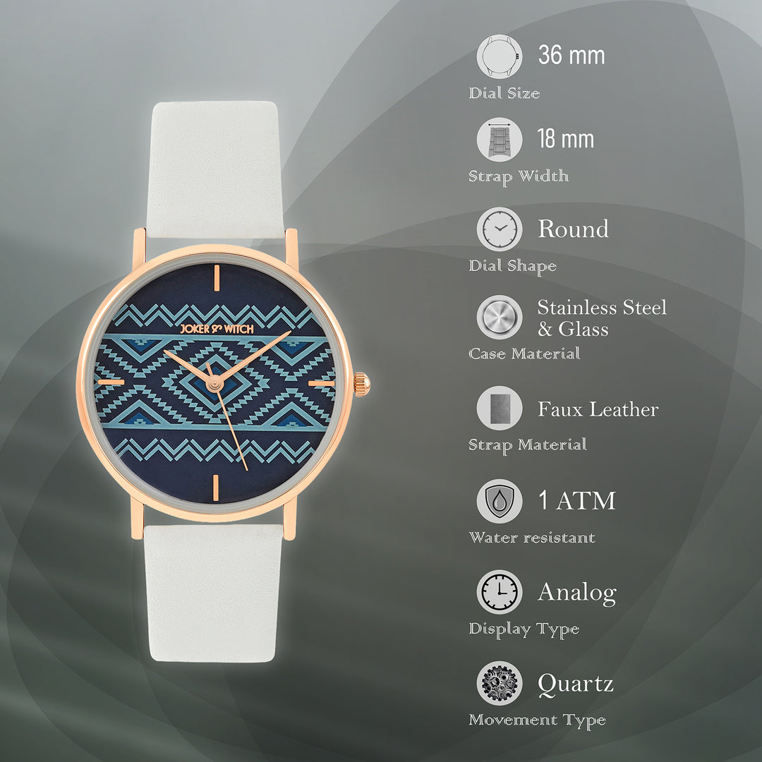 Printed Matilda Blue Medium Dial Grey PU Strap Women's Watch