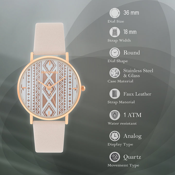 Printed Bohemian Brown Medium Dial  PU Strap Women's Watch