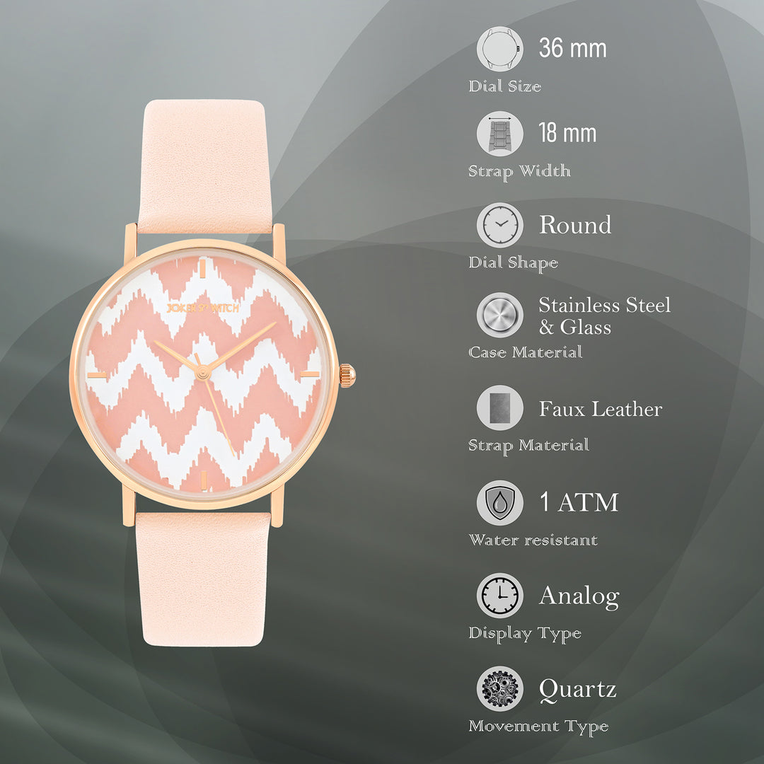 Printed Roseate Pink Medium Dial PU Strap Women's Watch