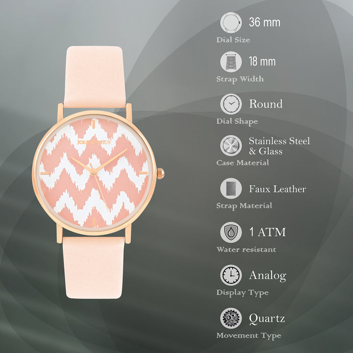 Printed Roseate Pink Medium Dial PU Strap Women's Watch